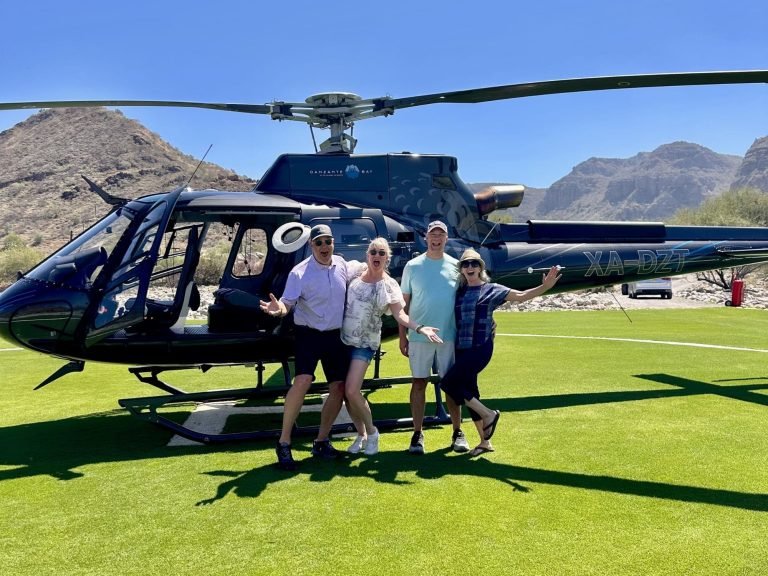 Guests next to the helicopter
