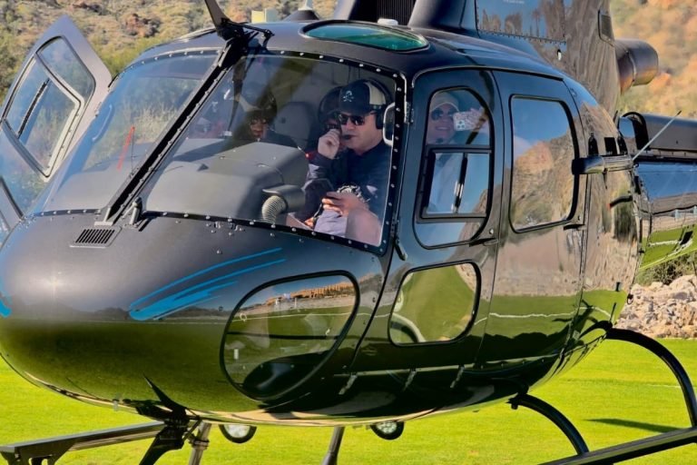 Pilot and guests in the helicopter